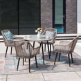 thumbnail image 1 of JOIVI 5-Piece Outdoor Dining Set, Wicker Patio Dining Set, Rattan Patio Furniture Table and Chairs Set for 4 People, with Umbrella Hole for Lawn, Backyard, Garden, Tan, 1 of 13