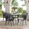 thumbnail image 1 of JOIVI 5-Piece Outdoor Patio Dining Set with Rattan Dining Chairs for 4-Person & Tempered Glass Table, 2.16” Umbrella Hole, Black, 1 of 8