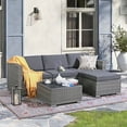 thumbnail image 1 of JOIVI 5 Pieces Outdoor Patio Furniture Set, All Weather PE Gray Wicker Rattan Sectional Furniture Set with Coffee Table, Dark Gray, 1 of 8