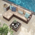 thumbnail image 1 of JOIVI 5 Pieces Outdoor Patio Furniture Set, All Weather PE Wicker Rattan Sectional Furniture Set with Beige Cushions and Coffee Table, Brown, 1 of 9