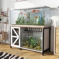 thumbnail image 1 of JOIVI 55-75 Gallon Aquarium Stand with Power Outlets & LED Light, Heavy Duty Metal Fish Tank Stand with Storage Cabinet, 1100lbs Capacity, White, 1 of 9