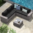 thumbnail image 1 of JOIVI 6 Pieces Patio Furniture Set with Coffee Table, Outdoor Wicker Rattan Sectional Sofa Conversation Set with Wide Armrest for Deck, Porch, Yard, Black, 1 of 11