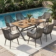 thumbnail image 1 of JOIVI 7-Piece Patio Dining Set, Outdoor Dining Furniture for 4-6 people, Patio Wicker Dining Set with Rattan Chairs and Dining Table for Backyard, Deck( Black & Straight-line Back), 1 of 8