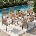 thumbnail image 1 of JOIVI 7-Piece Patio Dining Set, Outdoor Dining Furniture for 4-6 people, Stackable Patio Dining Chairs and Dining Table for Backyard, Deck( Tan & Stackable Chairs), 1 of 9