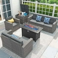 thumbnail image 1 of JOIVI 8 Pcs Wicker Patio Furniture Set with 45” Fire Pit Table, Rattan Outdoor Sectional Sofa Conversation Set with Storage Box and 50,000 BTU Gas Fire Pit for Garden, Deck, Backyard, Parties, Gray, 1 of 13