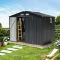 thumbnail image 1 of JOIVI 8 x6 FT Outdoor Storage Shed with Window, Galvanized Metal Steel Weather Resistant Garden Shed for Bike, Garbage Can, Lawnmower, Tool Storage Shed W/Lock, for Backyard Patio Lawn, Black, 1 of 7
