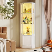 JOIVI Corner Display Cabinet with LED Lights