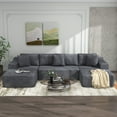 thumbnail image 1 of JOIVI Indoor Modular Sectional Sofa, 132'' Corduroy Cloud Couch with Double Chaise, U Shaped Sofas with Deep Seat, Comfy Fluffy Plush Couches, No Assembly Required, Gray, 1 of 11