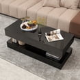 thumbnail image 1 of JOIVI LED Coffee Table with 2 Storage Drawers, 47" High Gloss Coffee Table, 2 Tiers Rectangle Center Table, 16-Color LED Lights, Black, 1 of 8