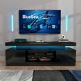 thumbnail image 1 of JOIVI LED TV Stand with Power Outlets, Modern High Gloss Entertainment Center for TVs Up to 75", TV Media Console with Storage, Black, 1 of 9
