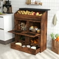 thumbnail image 1 of JOIVI Large Potato Storage Wood Bin, Wooden Bread Storage Bins with Removable Drawer & 4 Doors, 31'' Onion Organizer with Grocery Section, Vegetable Organization Cabinet for Kitchen, Rustic Brown, 1 of 9