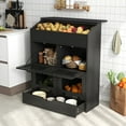 thumbnail image 1 of JOIVI Large Potato Storage Wood Bin, Wooden Bread Storage Bins with Removable Drawer & 4 Doors, 31'' Onion Organizer with Grocery Section, Vegetable Organization Cabinet for Kitchen, Black, 1 of 9