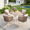 thumbnail image 1 of JOIVI Outdoor 5 Piece Patio Dining Set, Round Dining Table Set with Acacia Wood Top and 4 Woven Rope Chairs, Outdoor Dining Set for Garden, Backyard, Porch, 1 of 7