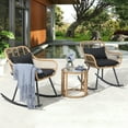 JOIVI Outdoor Bistro Set, Patio Furniture, 3 Piece Wicker Rocking