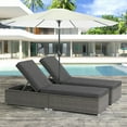 thumbnail image 1 of JOIVI Outdoor Chaise Lounge Chairs, Gray Wicker Rattan Adjustable Position Sun Lounger with Removable Dark Gray Cushions- Set of 2, 1 of 8