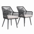 thumbnail image 1 of JOIVI Outdoor Dining Chairs Set of 2, Wicker Patio Chairs with Metal Frame, Rattan Indoor-Outdoor Chairs with Armrest and Seat Cushions, Black, 1 of 8