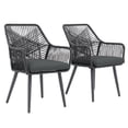 thumbnail image 1 of JOIVI Outdoor Dining Chairs Set of 2, Wicker Patio Chairs with Metal Frame, Rattan Indoor-Outdoor Chairs with Armrest and Seat Cushions, Black, 1 of 8