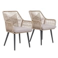 thumbnail image 1 of JOIVI Outdoor Dining Chairs Set of 2, Wicker Patio Chairs with Metal Frame, Rattan Indoor-Outdoor Chairs with Armrest and Seat Cushions, Tan, 1 of 8