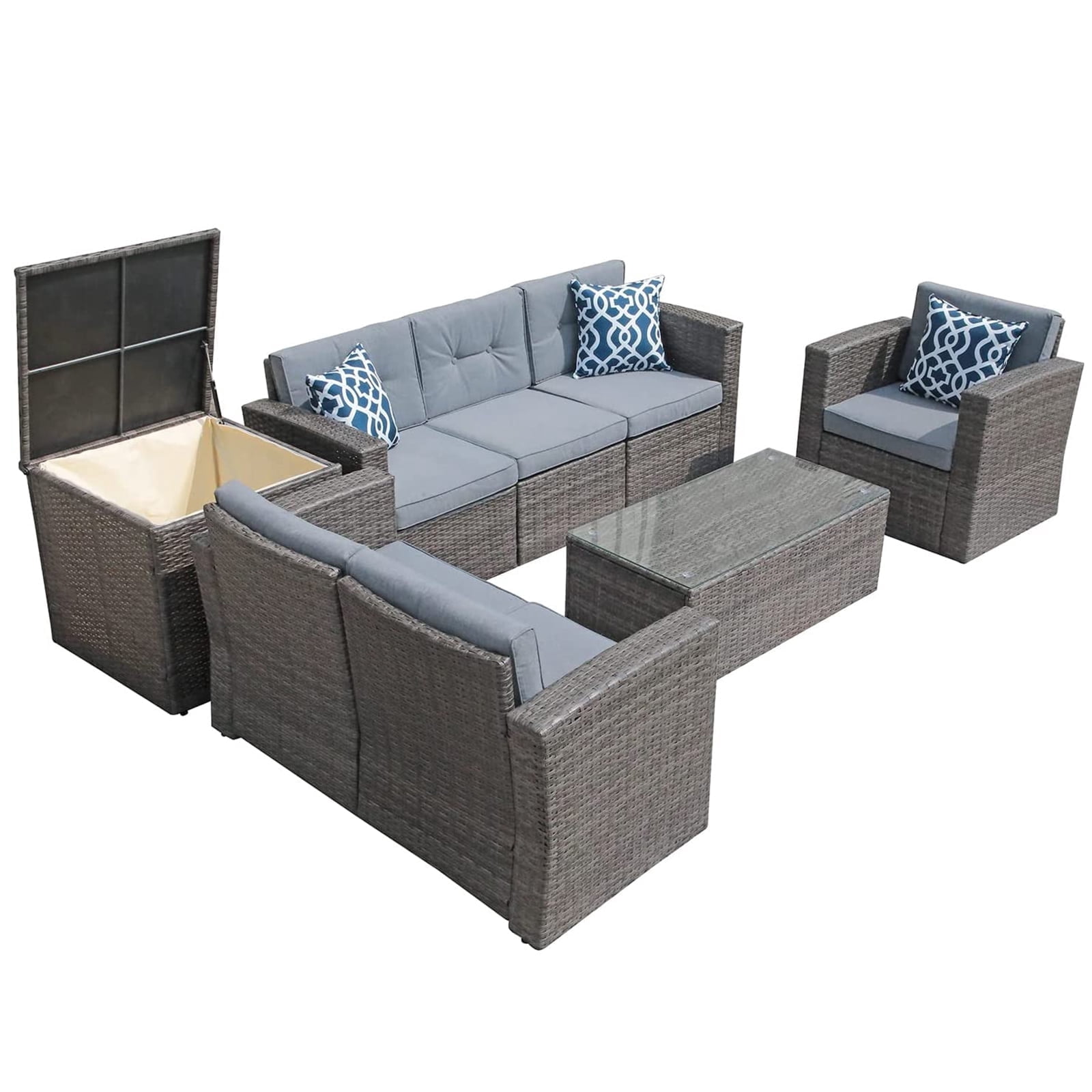 JOIVI Outdoor Furniture Set, 8 Piece Patio Wicker Sectional Patio