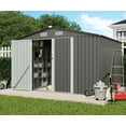 thumbnail image 1 of JOIVI Outdoor Storage Shed, 8'x10' Large Galvanized Steel Metal Garden Shed, Double Door W/Lock, Outdoor Storage House for Backyard Patio Lawn, Gray, 1 of 9