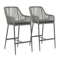 thumbnail image 1 of JOIVI Outdoor Wicker Bar Stools, 2 Piece Patio Bar Height Chairs with Cushions, All-Weather Rope Height Stools w/ Armrest and Footrest for Indoor, Garden, Poolside, Lawn, Backyard, Gray, 1 of 6