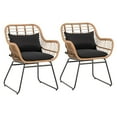 JOIVI Outdoor Rattan Wicker Dining Chairs (2Pieces) with Cushions
