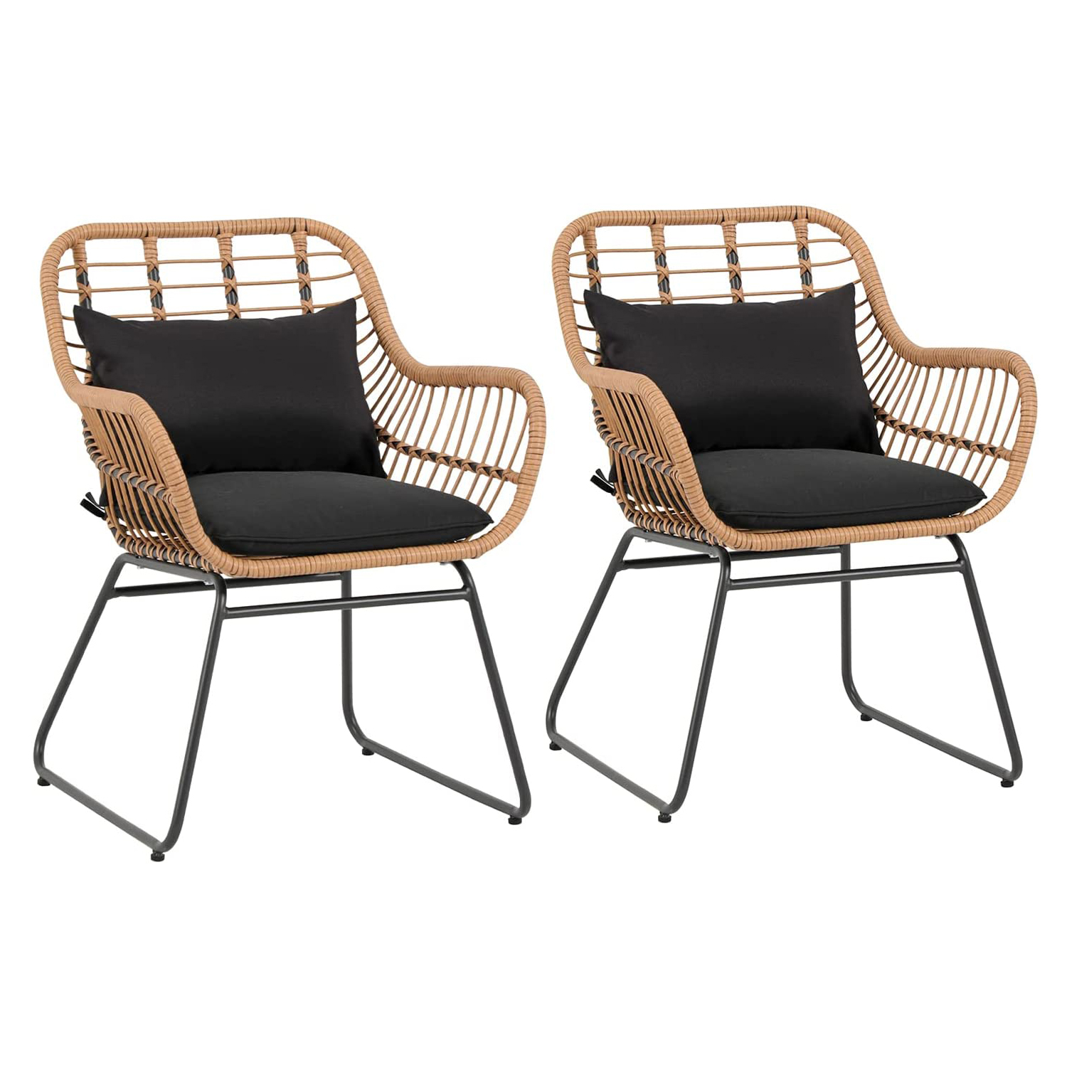 Patio Wicker Dining Chairs, 2 Pieces Outdoor Dining Seating, All ...