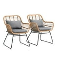 JOIVI Outdoor Wicker Chair, 2 Piece Patio Dining Chairs with Cushions, All Weather Resistant