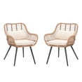 thumbnail image 1 of JOIVI Outdoor Wicker Chairs Set of 2, Patio Dining Chair with Cushions, All-weather Rattan Porch Chairs with Armrest for Outside Lawn, Balcony, Garden, White, 1 of 9