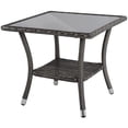 thumbnail image 1 of JOIVI Outdoor Wicker End Table Square Glass Top Rattan Coffee Table with Storage, Aluminum Frame, Gray, 1 of 7