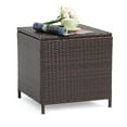 thumbnail image 1 of JOIVI Outdoor Wicker Side Table, All-weather Rattan Small Storage Box End Table, Square Resin Coffee Table with Iron Frame, Brown, 1 of 8