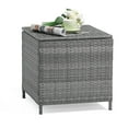 thumbnail image 1 of JOIVI Outdoor Wicker Side Table, All-weather Rattan Small Storage Box End Table, Square Resin Coffee Table with Iron Frame, Grey, 1 of 8