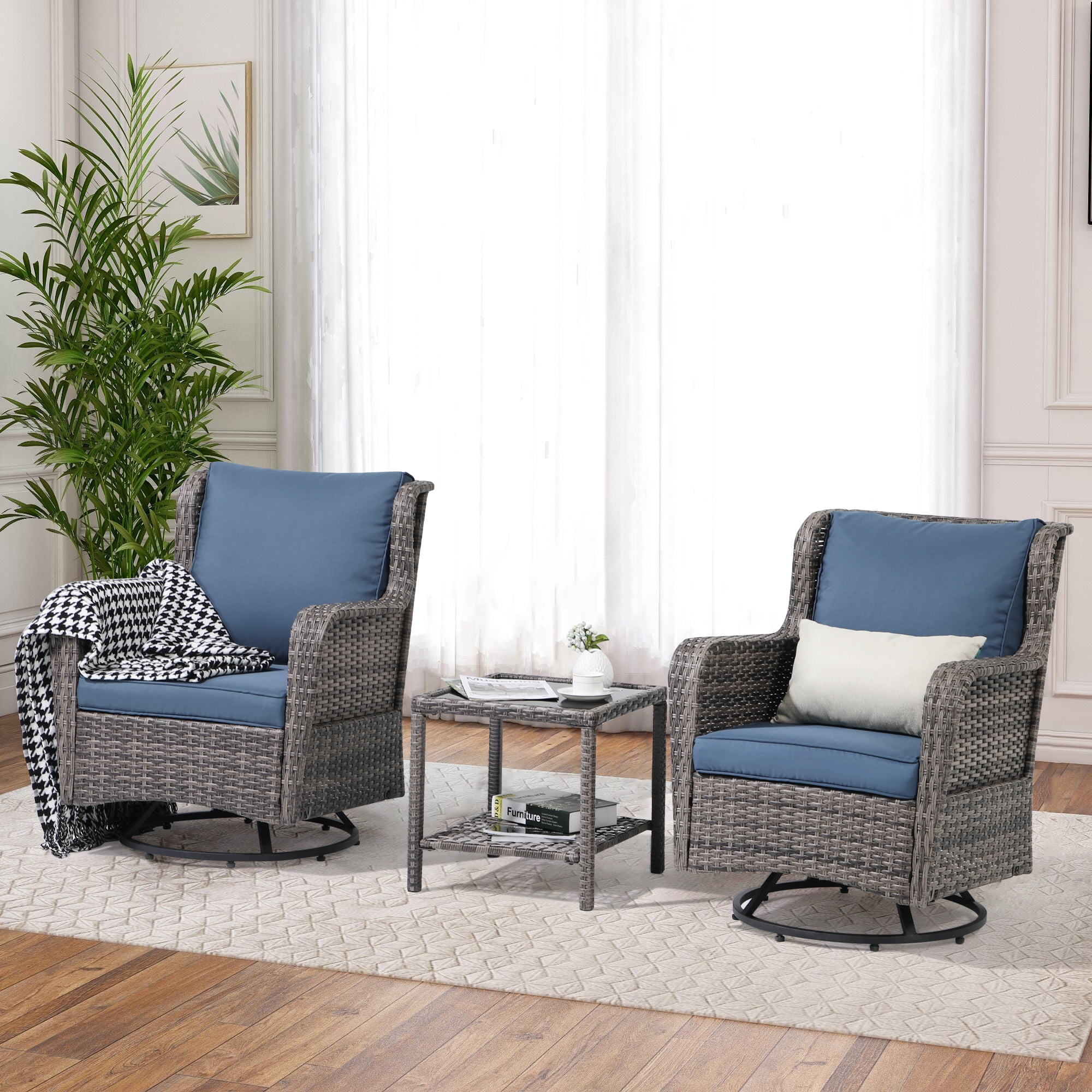 Outdoor wicker rocking chair set online