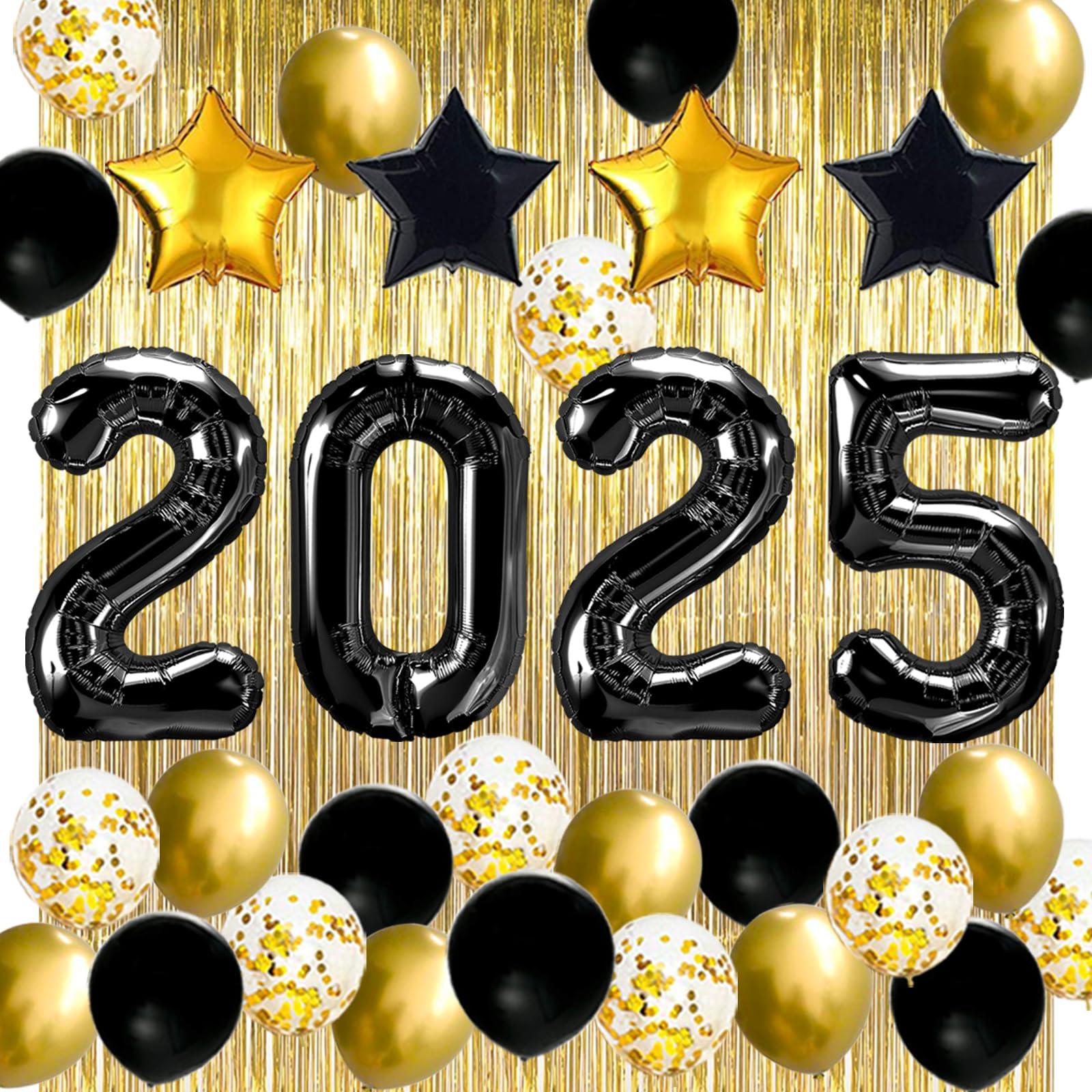 JOJO FLY New Years STF9 Eve Party Supplies 2025, Black 2025 Balloons