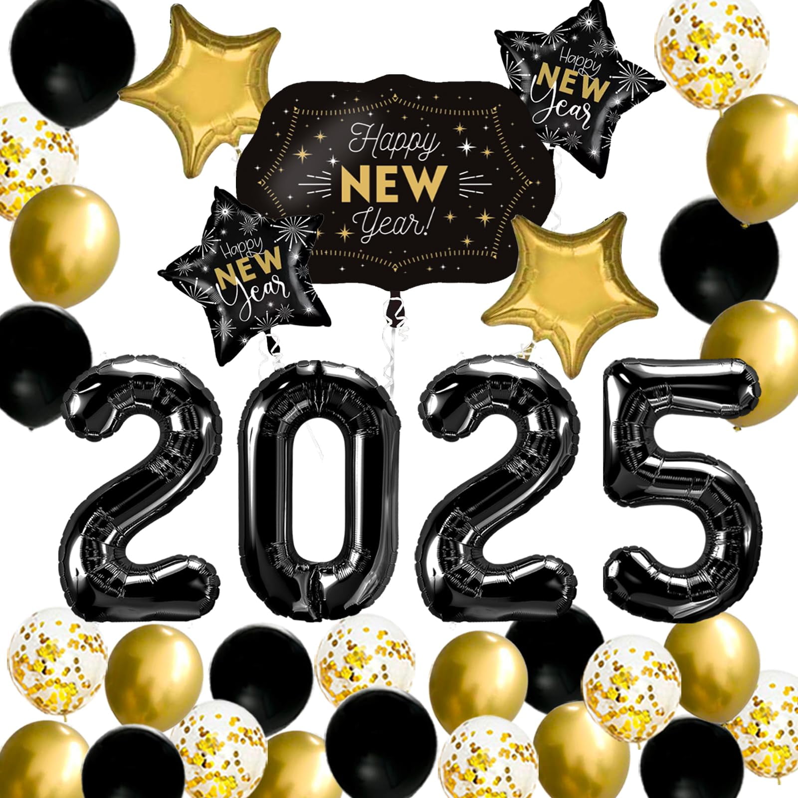 JOJO FLY New Years YPF5 Eve Party Supplies 2025, Black 2025 Balloons