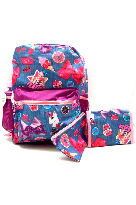 JOJO SIWA 5PC SET 16" BACKPACK,BOTTLE,LUNCH,GADGET &gadget case