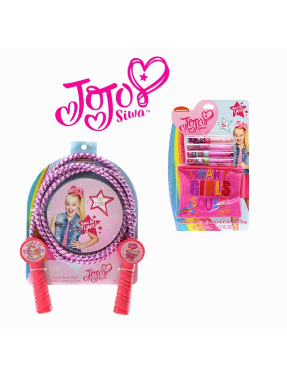 JOJO SIWA DELUXE JUMP ROPE + FLAVORED LIP GLOSSES & COSMETIC BAG | NICKELODEON | KIDS GIRLS | ACCESSORIES