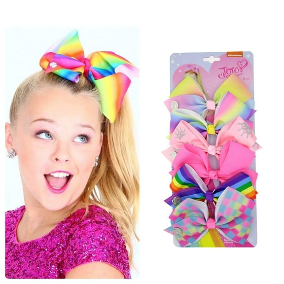 JOJO SIWA Hair Bows 6 pieces set bows for little girl's Alligator clip