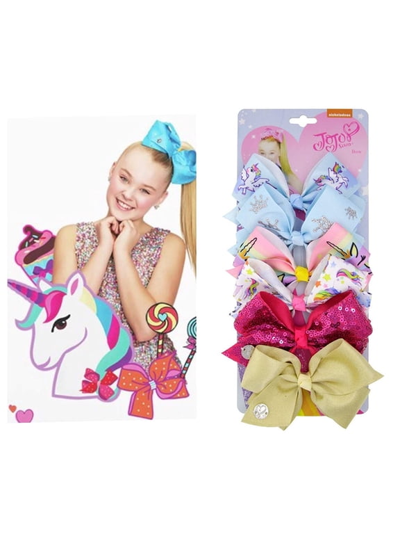 Hair Clips - 6 pieces/set jojo jojo siwa rainbow printed knot ribbon bow for girls handmade boutique hair clip children hair accessories (5)