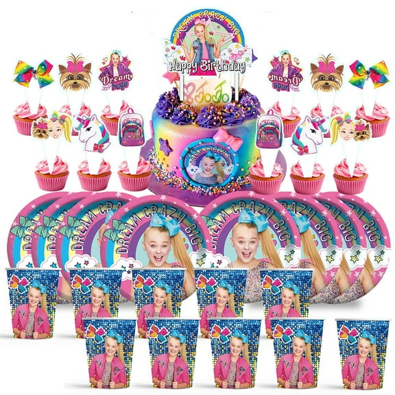 JOJO Siwa Birthday Cups Party Supplies Plates Decorations Cake Topper Decor