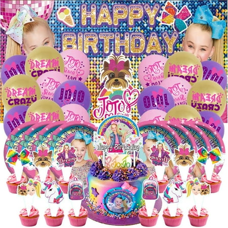 JOJO Siwa Birthday Party Supplies Balloons Paper Plates Decoration Cake Topper Decor Tableware Banner Backdrop