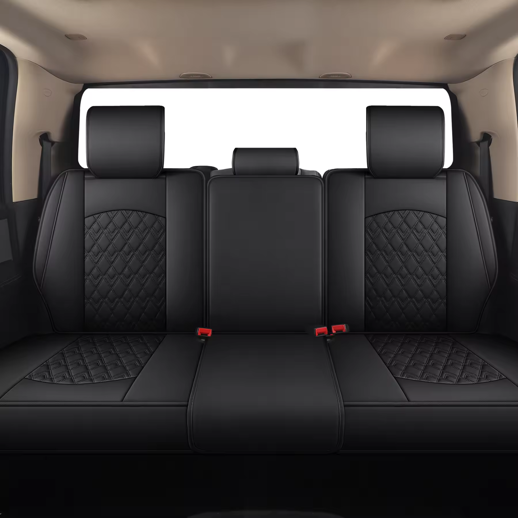 JOJOBAY Car Seat Covers for Dodge Ram,Fit 2009-2025 1500/2500/3500 HD Pick-up Truck,Crew,Regular,Quad,Mega Cab,Waterproof Leather Seat Covers,Seat Covers Protectors (Rear Seat Cover,Black)