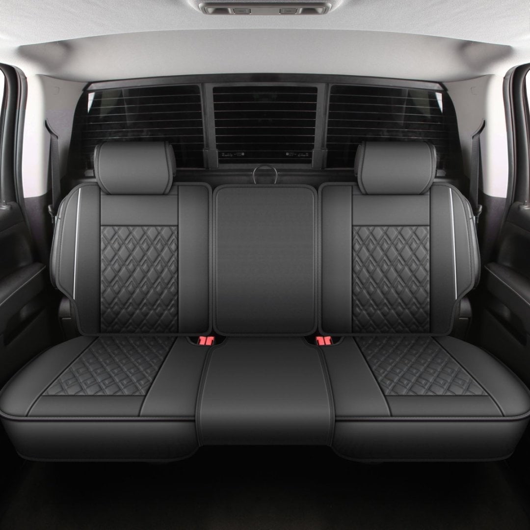 JOJOBAY Car Seat Covers for Dodge Ram,Fit 2009-2025 1500/2500/3500 HD Pick-up Truck,Crew,Regular,Quad,Mega Cab,Waterproof Synthetic Leather Seat Covers (Rear Seat Cover,BlackRed)
