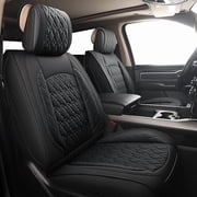 JOJOBAY Car Seat Covers for Dodge Ram Full Set,Fit Ram 2009-2026 1500/2500/3500 Pick-up Truck,Crew,Regular,Quad,Mega Cab,Waterproof Leather Seat Covers Protectors 5 PCS Full Set,Black