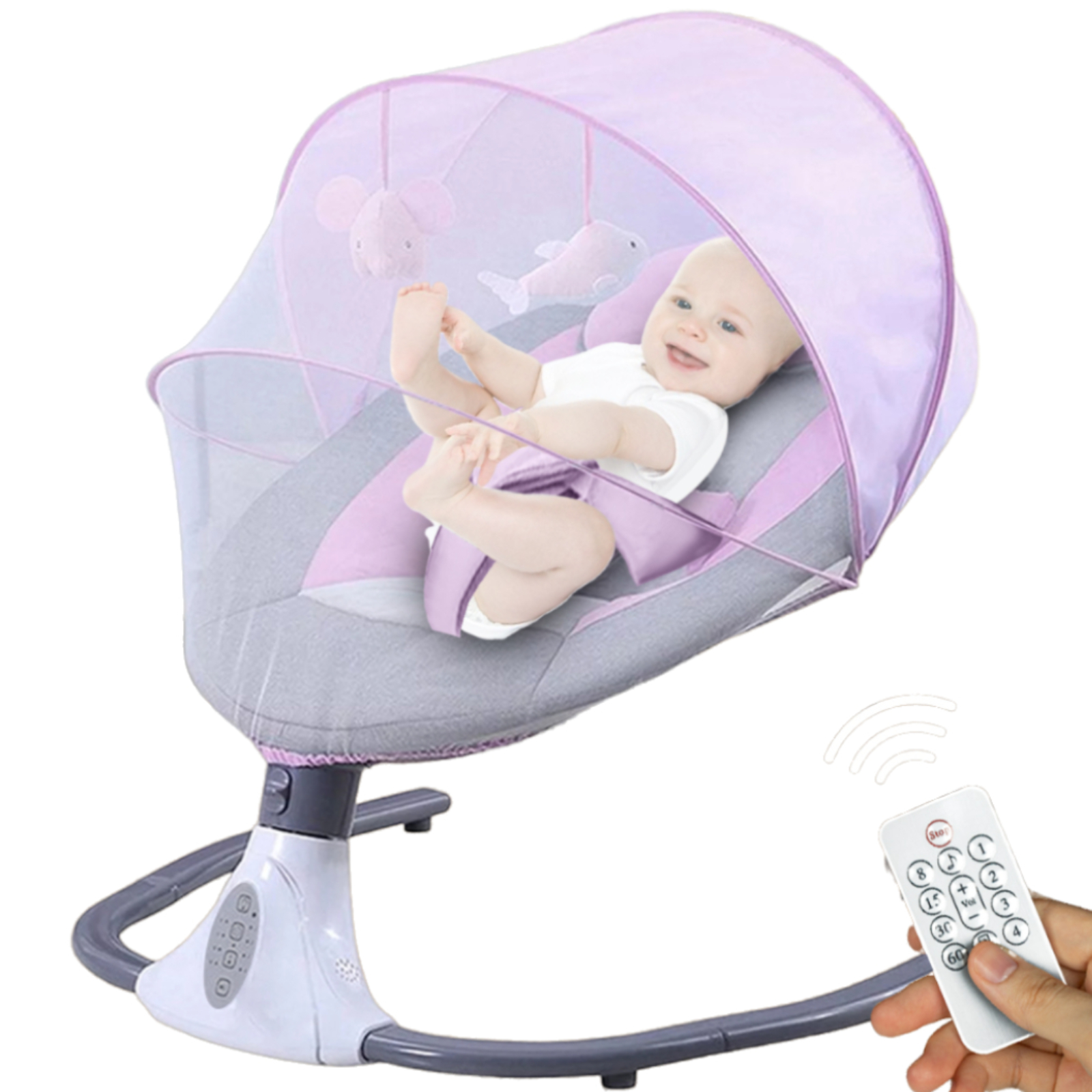 Monbebe Serenity Baby Rocker with 3 Positions, Grey Stardust