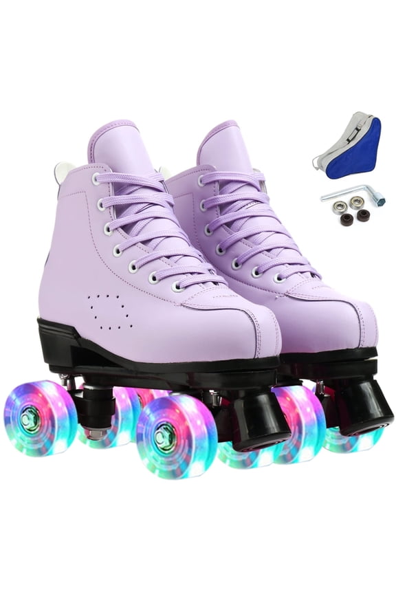 Roller Skate, Classic Fashion Skates for Adults Kids with Light up Wheels, Purple(Women's 10.5)