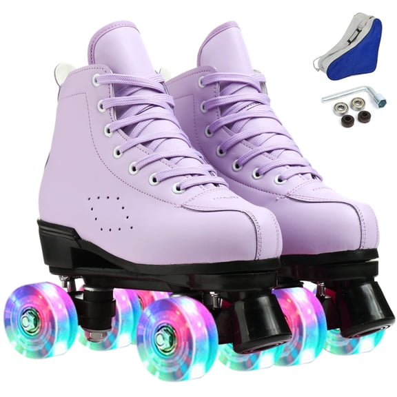 FACNOATIHN Roller Skate, Classic Fashion Skates for Adults Kids with Light up Wheels, Purple(Women's 12)
