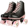 thumbnail image 1 of JOJOLAM Roller Skate, Adult Teen Classic High Top Roller Skates with Light up Wheels, Black&Pink (Women's 7.5), 1 of 10
