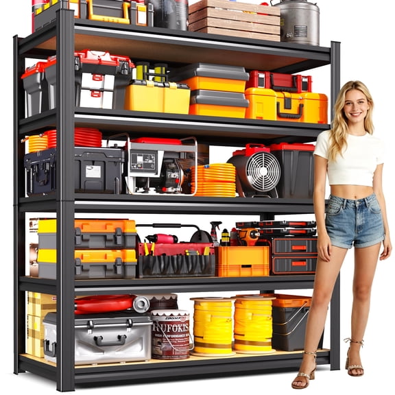 JOJUOU Garage Shelving,71.2'H Heavy Duty Shelving ,71.2"H*45.6"W*17.7"D,5 Tier Adjustable Storage Shelves,Utility Metal Shelving Unit with Anti-tip,Storage Shelf for Garage,Warehouse