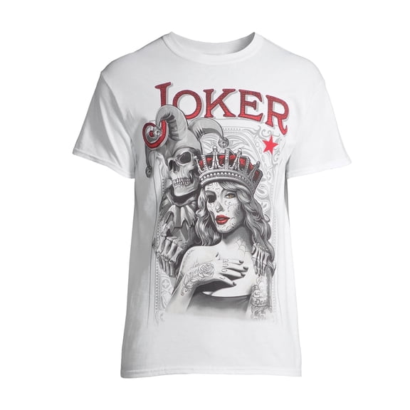 JOKER Jester SKULL and SEXY Woman Crown T-shirt, Size X-Large